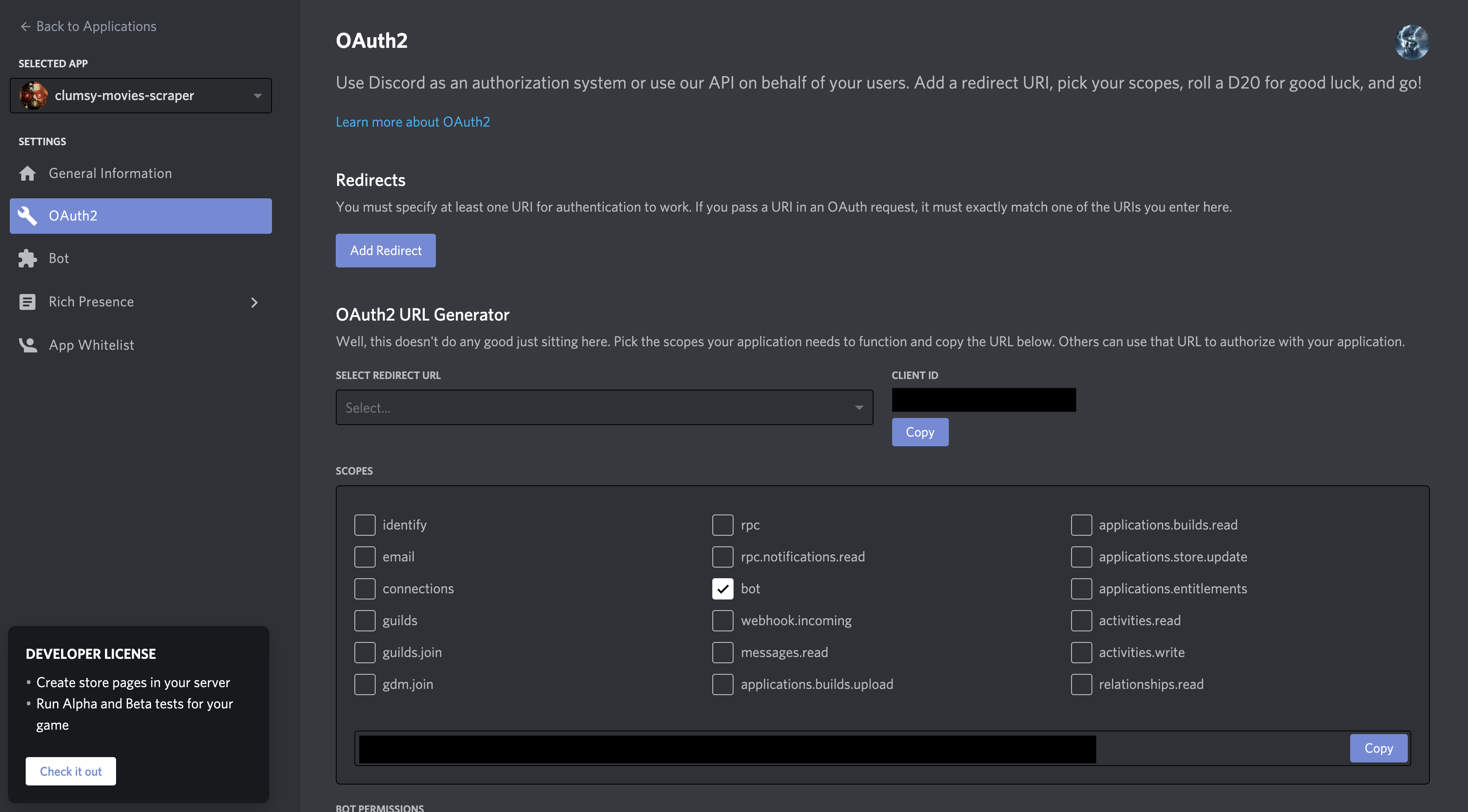 Oauth2 application does not have a bot ошибка discord